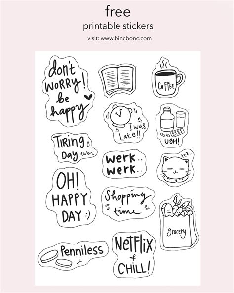 Printable Stickers Black And White